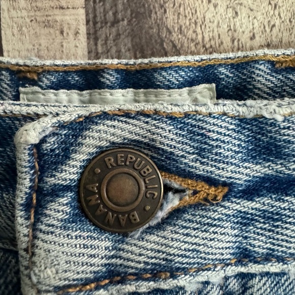 Vintage 80s Banana Republic Safari High Rise Cutoff Jean Shorts Med Wash Sz 10 - Picture 4 of 8